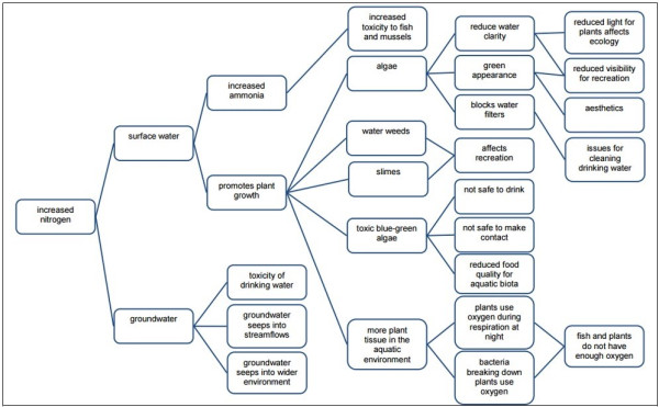 Figure 9. The effects of excess nitrogen on water quality and freshwater ecosystems.