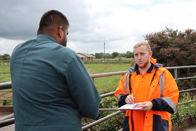 Joe collects details from a farmer about his farm and its effluent system