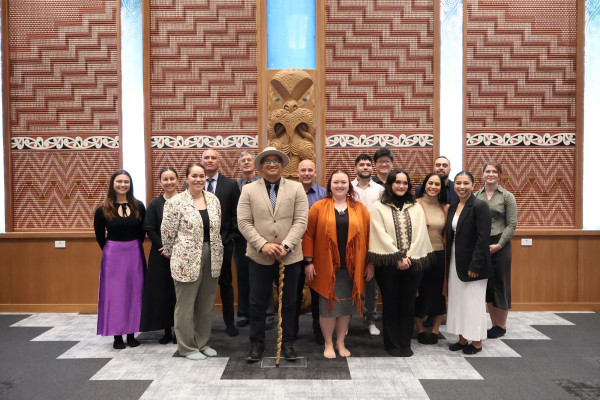 Photo showing nine of the ten Dame Te Atairangikaahu Scholarship winners.